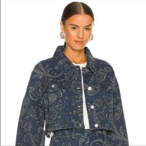 WEWOREWHAT Paisley Denim Cropped Jacket